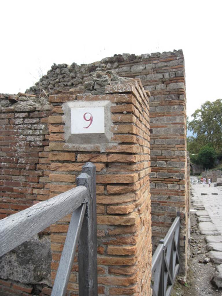 I.3.9 Pompeii. September 2010. ID number plate, looking south along Via Stabiana. Photo courtesy of Drew Baker.
