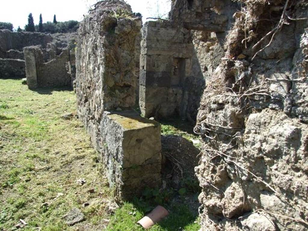 I.3.29 Pompeii. March 2009. North side of fauces or entrance corridor, with doorway to room 2, kitchen and latrine.
