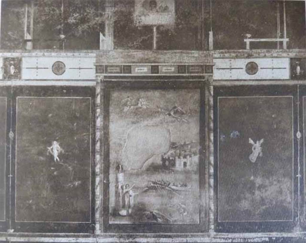 I.7.7 Pompeii. Old undated photograph showing east wall of triclinium.