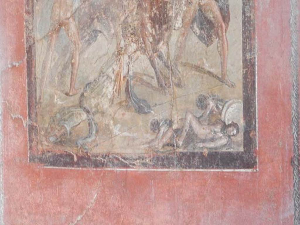 I.10.4 Pompeii. May 2015. Room 15, south wall.  Detail from wall painting of the Punishment of Dirce. Photo courtesy of Buzz Ferebee.


