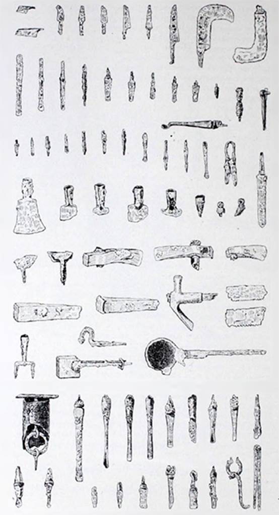 I.10.7 Pompeii. 1934. Example of objects found. 
See Notizie degli Scavi di Antichit, 1934, (p.306, fig. 22).
For full details of objects found:
See Notizie degli Scavi di Antichit, 1934, (p.292 to p.308).



