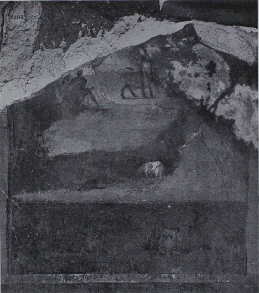I.10.7 Pompeii. 1934. Room 12, painting from north wall showing Paris and Hermes on Mount Ida.
See Notizie degli Scavi di Antichit, 1934, p.289.
