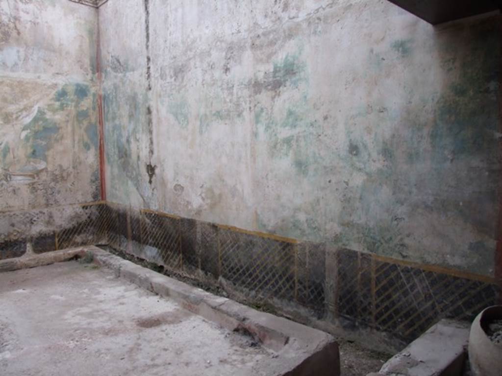 I.11.16 Pompeii. December 2007. Room 3, east wall with painted garden scene.