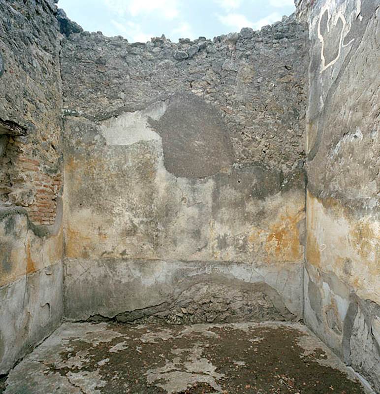 V.1.18 Pompeii. c.2005-2008. Room “d”.
West wall before restoration. Photo by Hans Thorwid.
Photo courtesy of The Swedish Pompeii Project.
