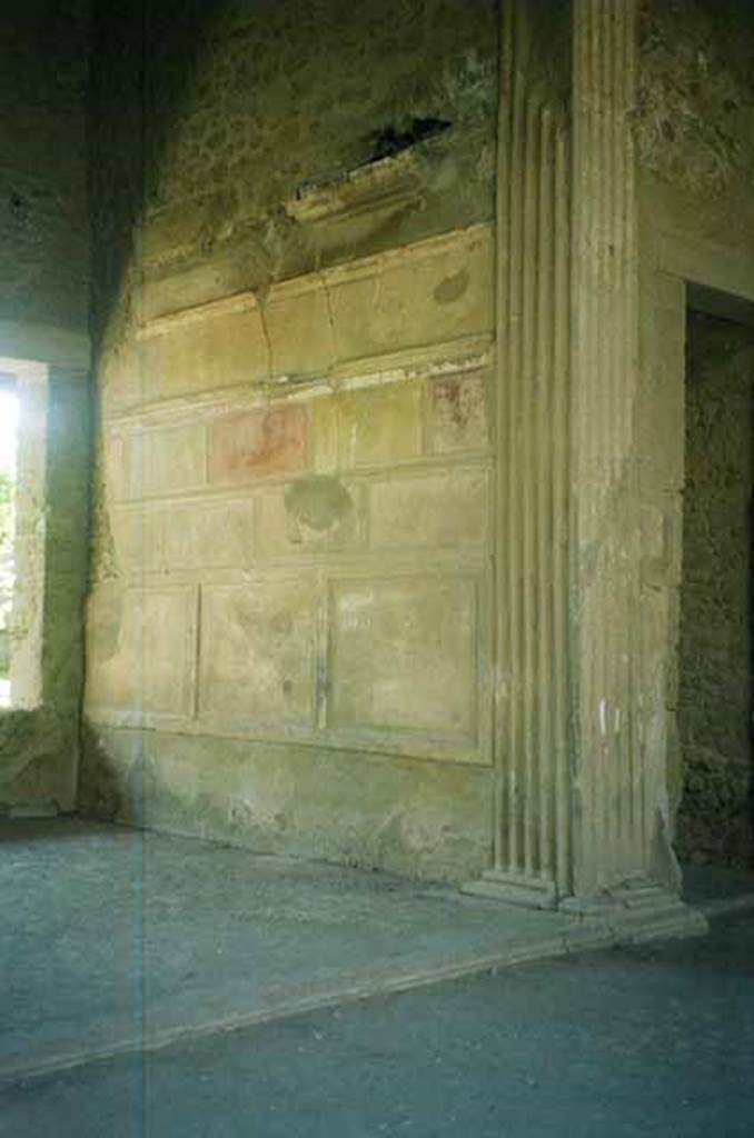 VI.2.4 Pompeii. June 2010. South wall of tablinum. Next to it can be seen the entrance to the corridor leading to the portico. Photo courtesy of Rick Bauer.
