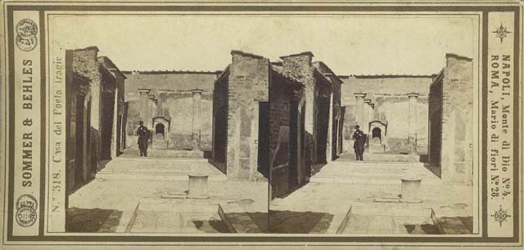 VI.8.5 Pompeii. Between 1867 and 1874. Looking across impluvium to tablinum and peristyle. 
Stereoview by Sommer & Behles. Photo courtesy of Rick Bauer.


