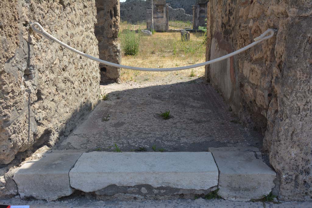 VI.9.5 Pompeii. July 2017. Looking east through entrance doorway and along vestibule, room 14.
Foto Annette Haug, ERC Grant 681269 DÉCOR.
