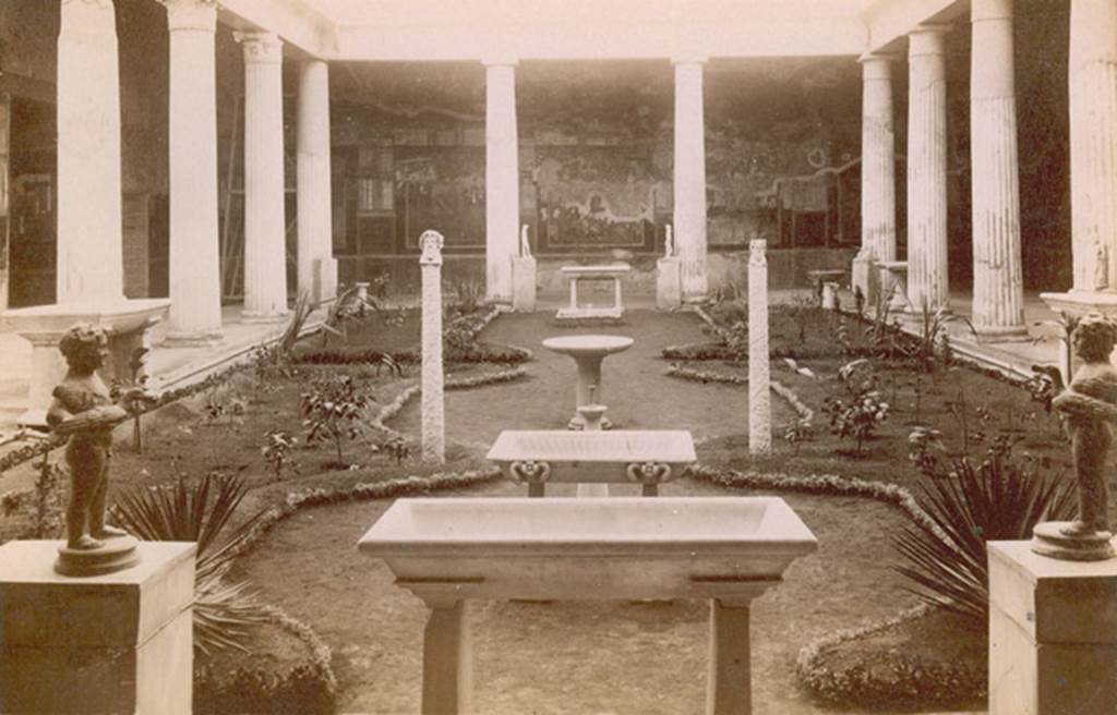 VI.15.1 Pompeii. Possibly early 1990s? Peristyle garden showing ornaments in place. Photo courtesy of Rick Bauer.