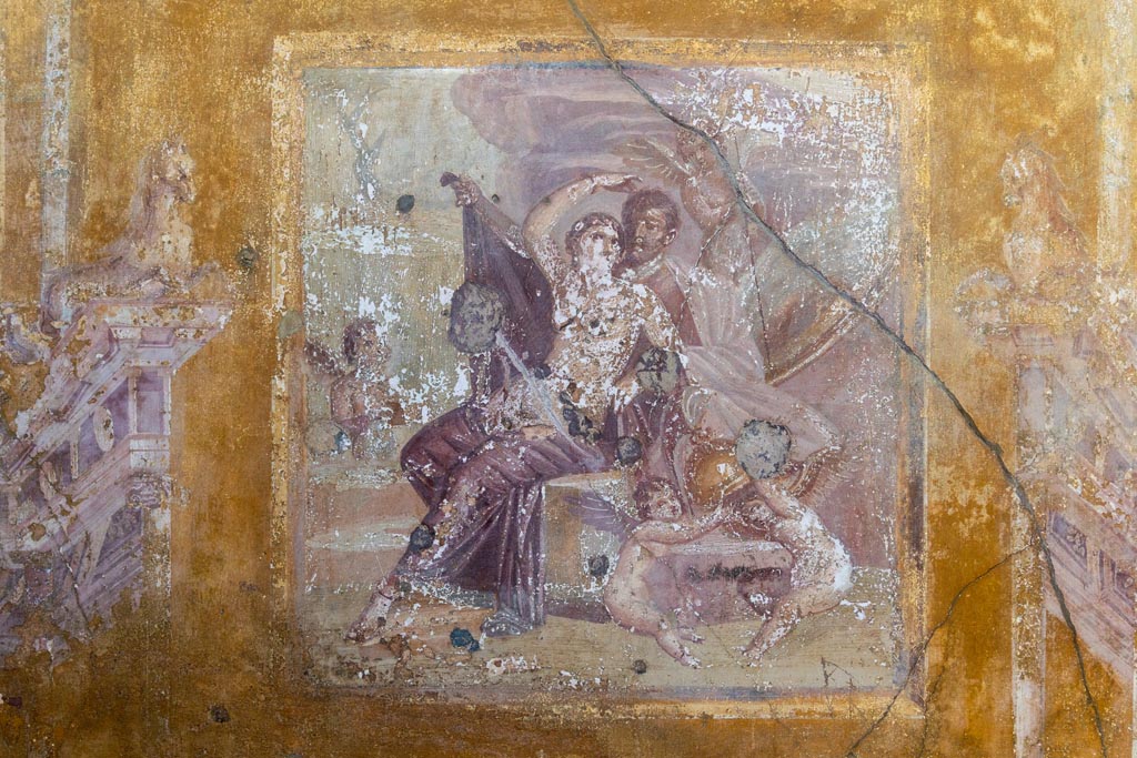 VI.16.15 Pompeii. January 2024. Room G, central painting of Mars and Venus from north wall. Photo courtesy of Johannes Eber.