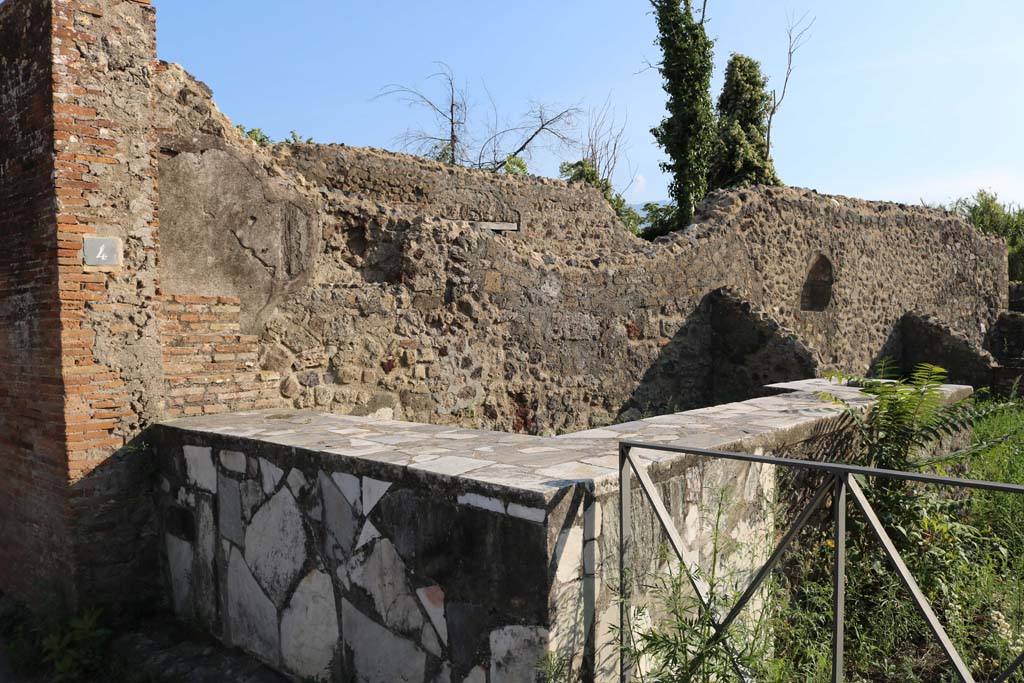 VI.17.4 Pompeii. December 2018. Looking south-west towards entrance doorway and marble counter. Photo courtesy of Aude Durand.