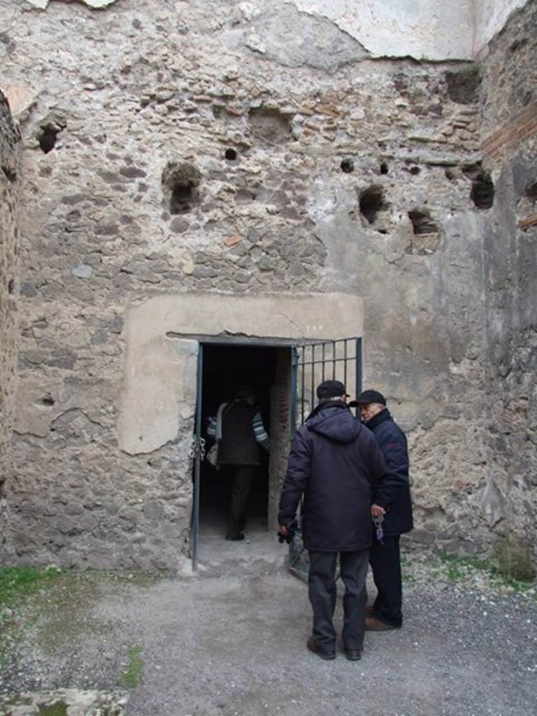VII.1.8 Pompeii. December 2007. Room 8, womens baths anteroom, north wall. Doorway to womens apodyterium 11.