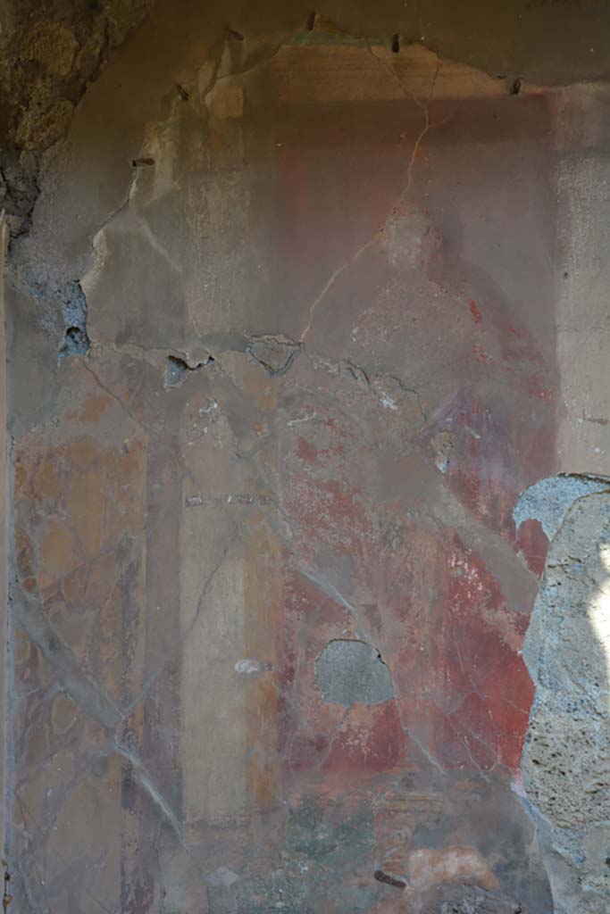 VII.2.20 Pompeii. October 2019. 
Tablinum 13, remains of wall painting on north wall in north-west corner of tablinum.
Foto Annette Haug, ERC Grant 681269 DÉCOR.
