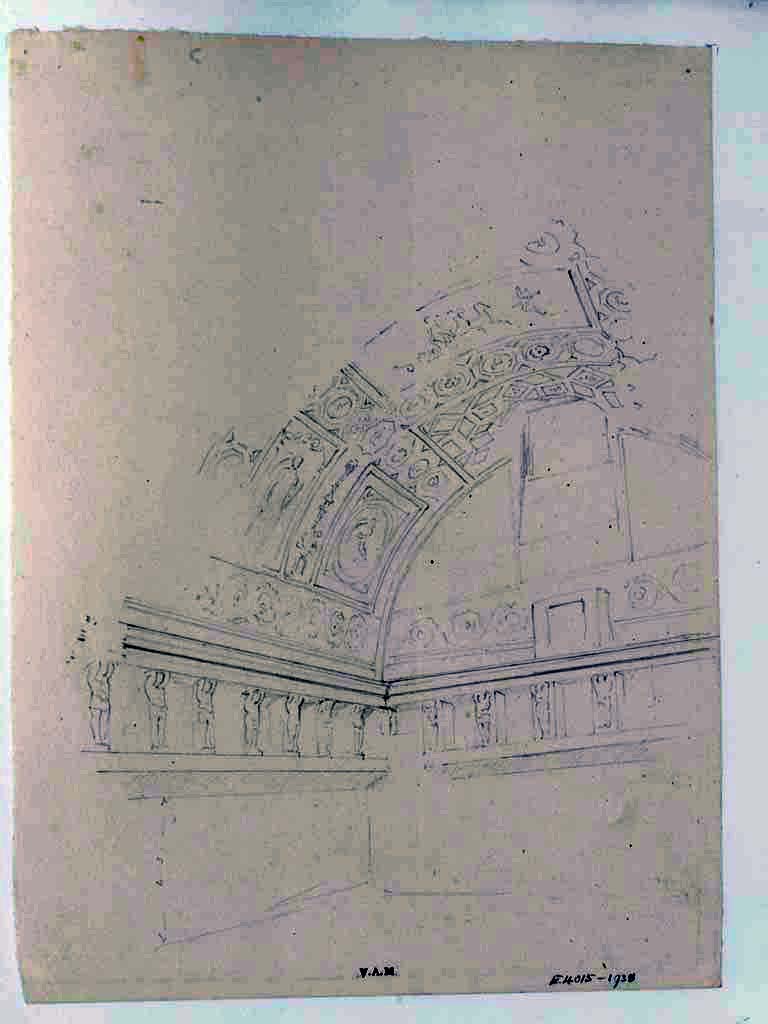 VII.5.24 Pompeii. c.1840. 
Drawing by James William Wild showing detail of vaulted ceiling in south-east corner of tepidarium.
Photo  Victoria and Albert Museum, inventory number E.4015-1938.

