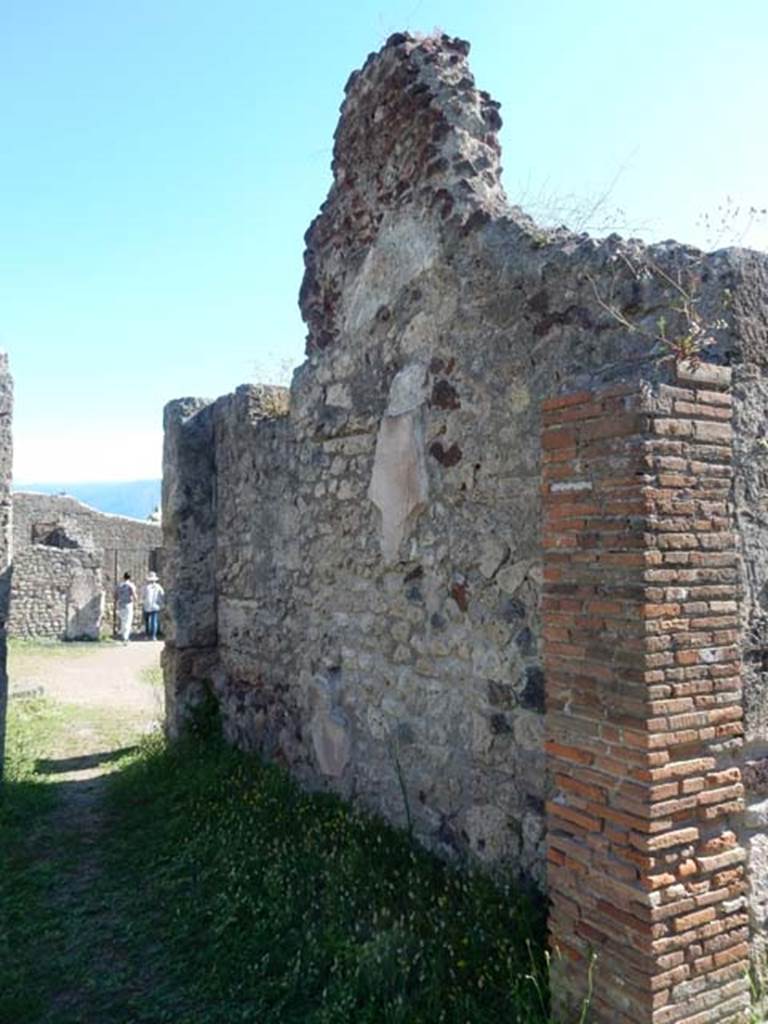 VII.7.10 Pompeii. May 2018. Room (n), an oecus, looking towards doorway to atrium and west wall.  
Photo courtesy of Buzz Ferebee. 
According to PPM, “in this room, to the left of where you enter, therefore probably on the west wall, the painting of Romulus and Remus with the wolf was found, but already very badly preserved when it was found in 1864.”
