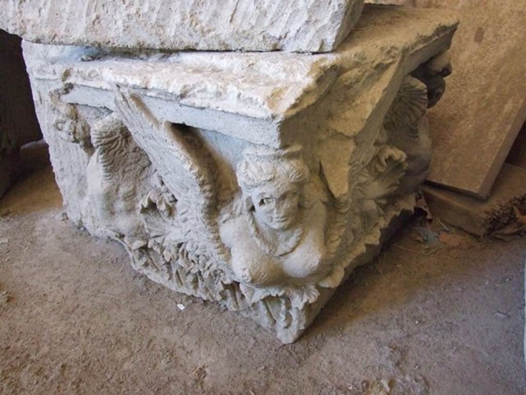 VII.7.29 Pompeii. December 2006. Item in storage. Capital with motifs of Dionysus from the entrance of IX.1.20.