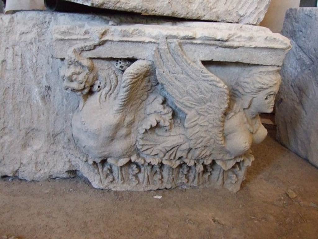 VII.7.29 Pompeii. December 2006. Item in storage. Capital with motifs of Dionysus from the entrance of IX.1.20.
