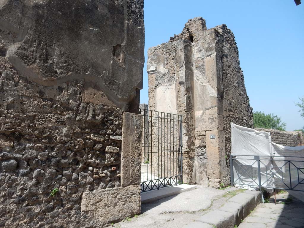 VII.16.13, Pompeii. June 2019. Looking towards entrance doorway on Vicolo del Gigante. Photo courtesy of Buzz Ferebee.
