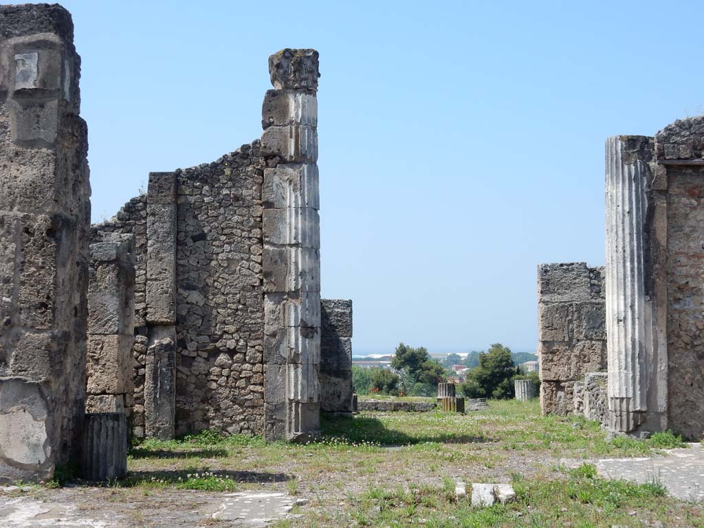 VII.16.13 Pompeii. June 2019. 
Looking towards south-west corner of atrium, room 2. Looking towards ala room 14 on left and tablinum room 9 on right.
Photo courtesy of Buzz Ferebee.
