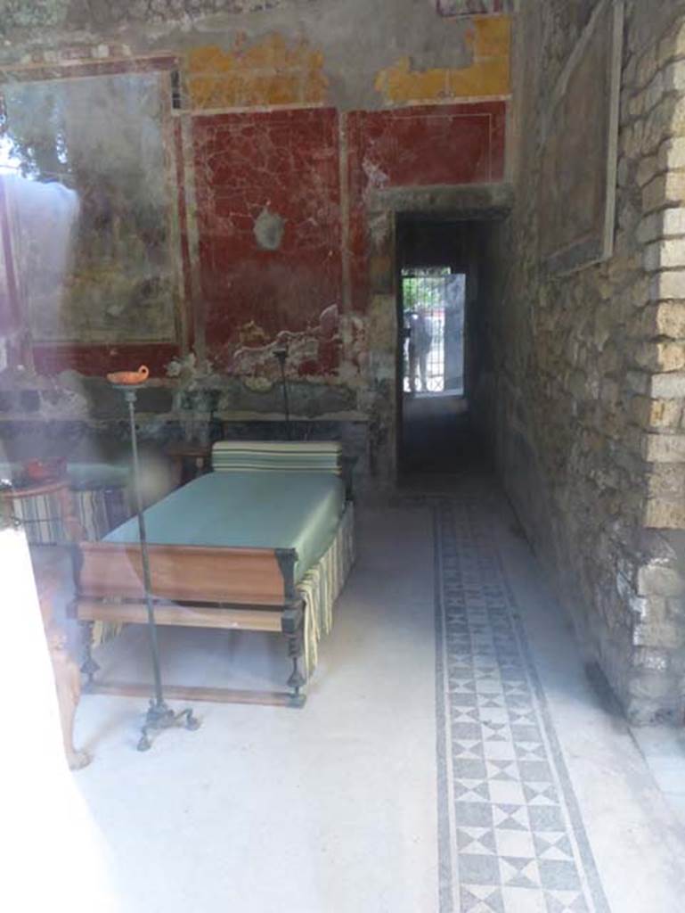 VIII.1.a, Pompeii. June 2017. Looking north at east end of Triclinium C, towards doorway to corridor. Photo courtesy of Michael Binns.

