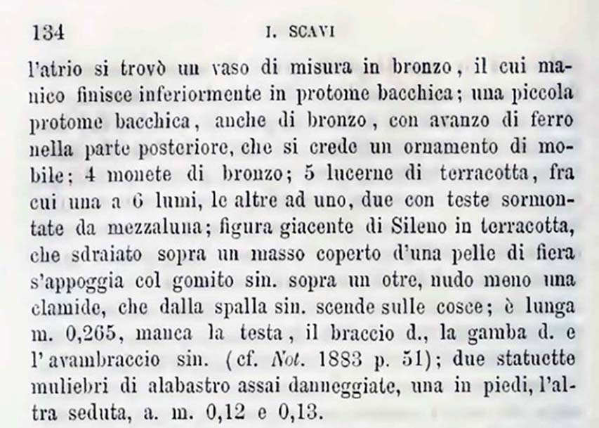 Bullettino dell’Instituto di Corrispondenza Archeologica (DAIR), (1884), p.134.