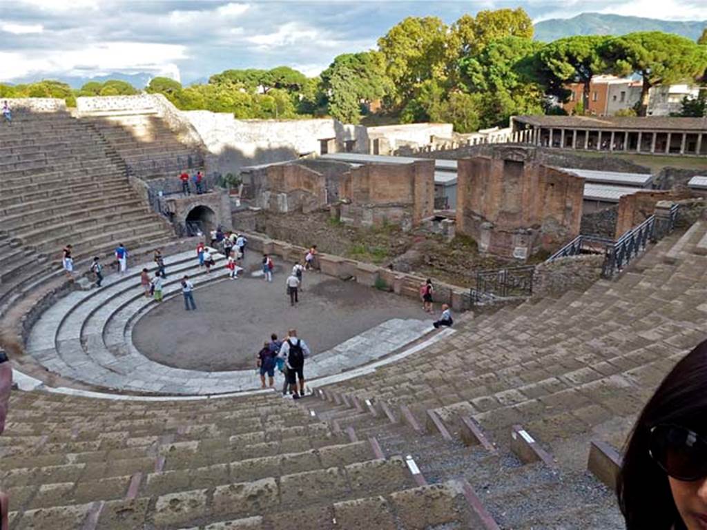 8.7.20 Pompeii. September 2011. Large Theatre, looking south-east. Photo courtesy of Michael Binns.