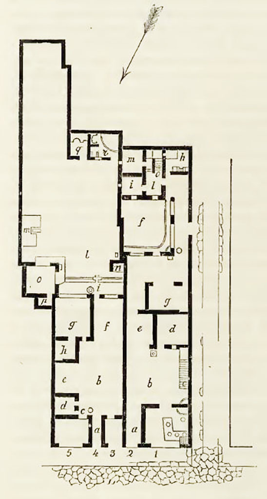 IX.9.1 Pompeii. 1888 plan. 
The plan also shows IX.9.2 and side entrance IX.9.a (not numbered).
See Notizie degli Scavi di Antichit, 1888, where it is referred to as IX.7., p.514.
