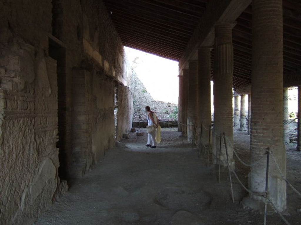 Villa of Mysteries, May 2006. Large colonnade, looking east from near room 45.