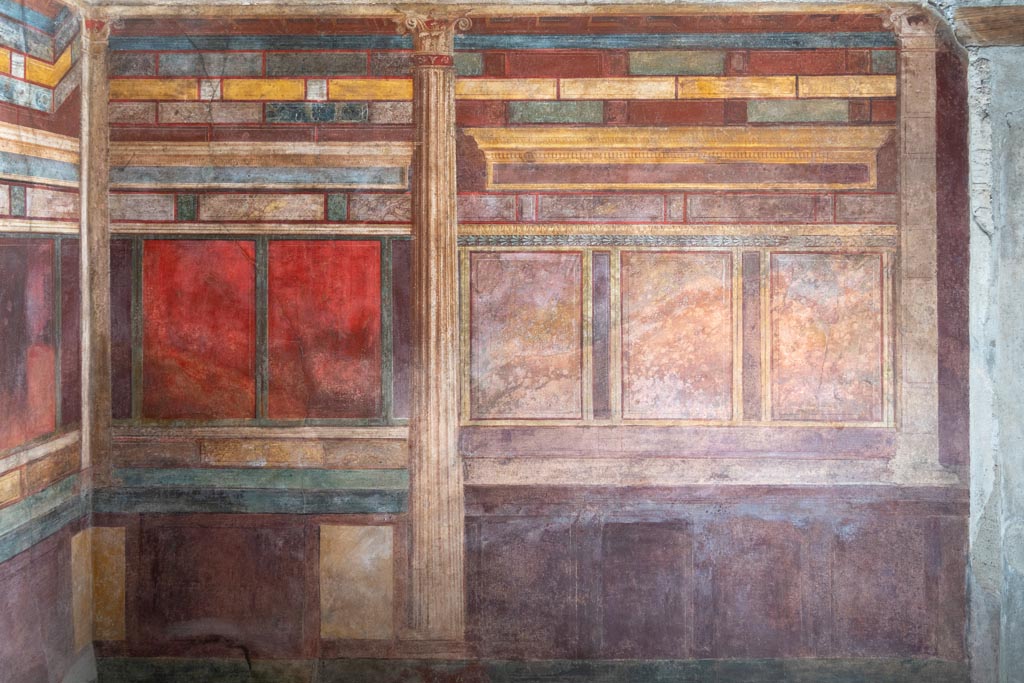Villa of Mysteries, Pompeii. October 2023. Room 8, looking towards east wall. Photo courtesy of Johannes Eber.
