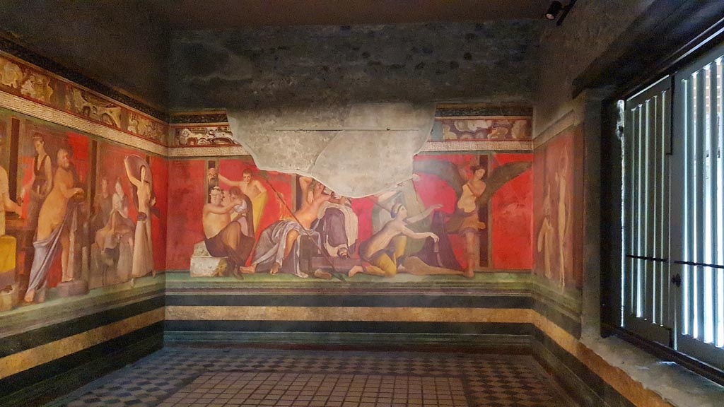 Villa of Mysteries, Pompeii. November 2023. Room 5, looking towards east wall. Photo courtesy of Giuseppe Ciaramella.