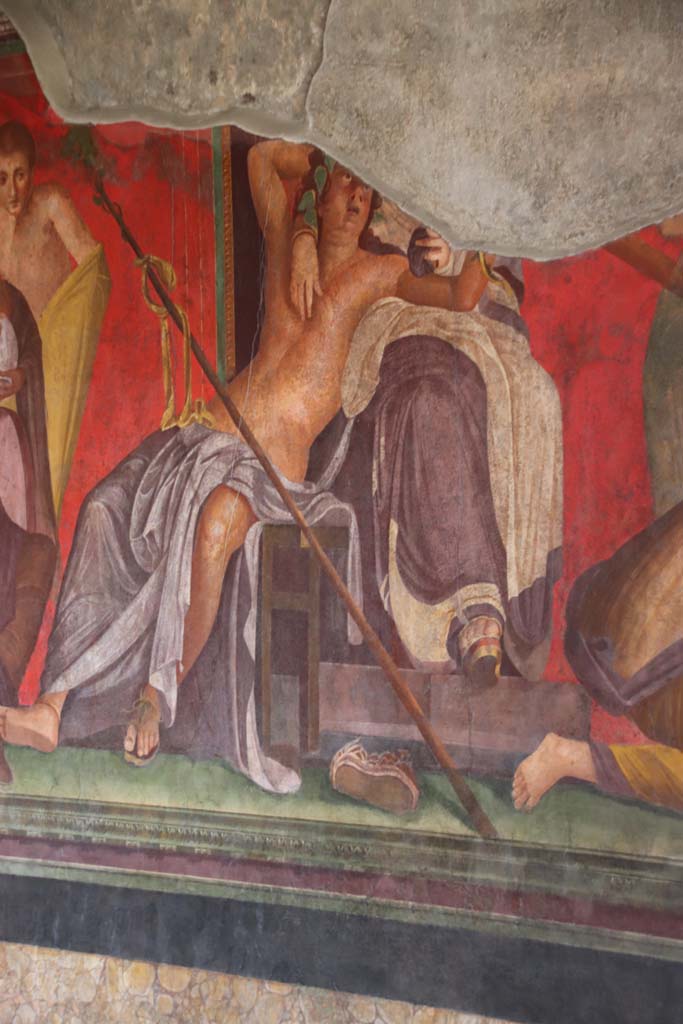 Villa of Mysteries, Pompeii. September 2021. Room 5, detail of figures from east wall. Photo courtesy of Klaus Heese.