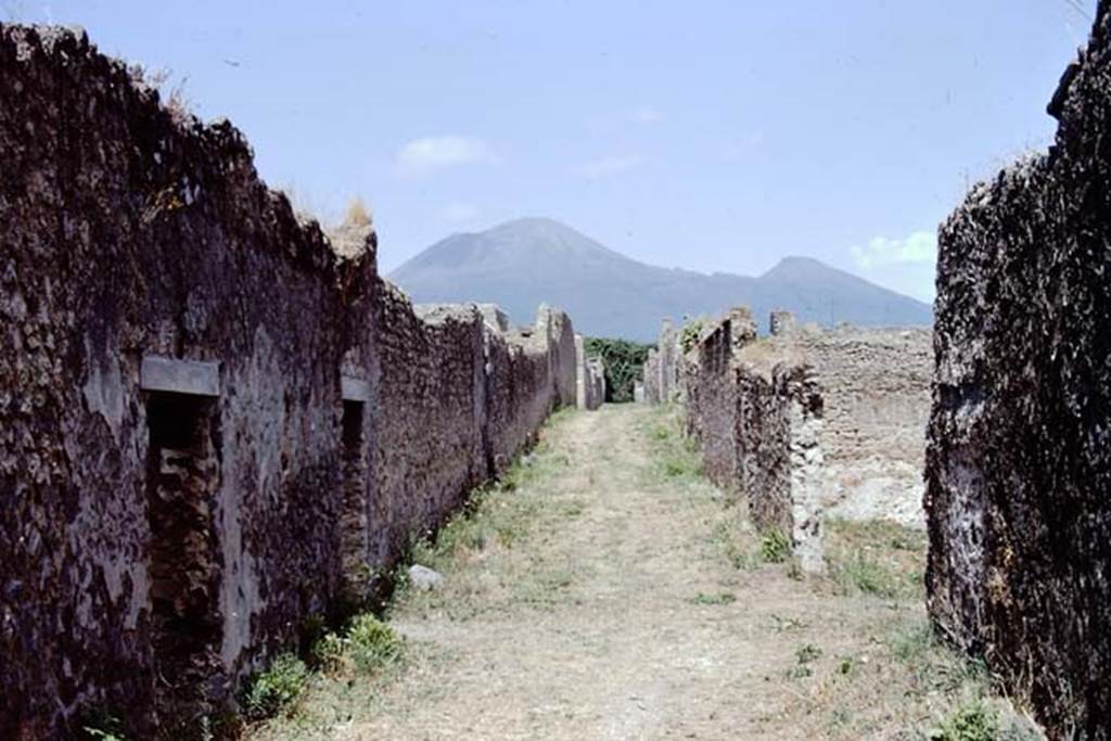 Vicolo dei Fuggiaschi. Pompeii. 1972. Looking north between I.15 and I.14. Photo by Stanley A. Jashemski. 
Source: The Wilhelmina and Stanley A. Jashemski archive in the University of Maryland Library, Special Collections (See collection page) and made available under the Creative Commons Attribution-Non Commercial License v.4. See Licence and use details. J72f0422
