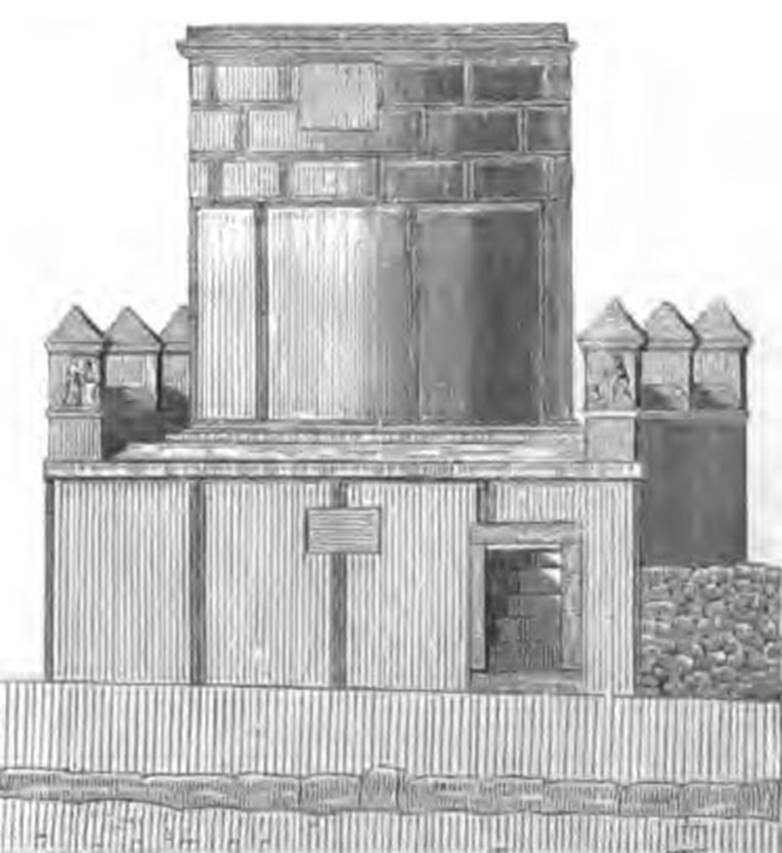 HGW18 Pompeii. 1884 drawing of tomb showing pilasters with stucco. See Overbeck J., 1884. Pompeji in seinen Gebuden, Alterthmen und Kunstwerken. Leipzig: Engelmann. (p. 418).