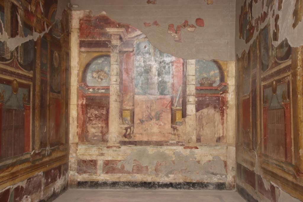 Oplontis Villa of Poppea, September 2021. Room 14, looking towards north wall of triclinium. Photo courtesy of Klaus Heese.