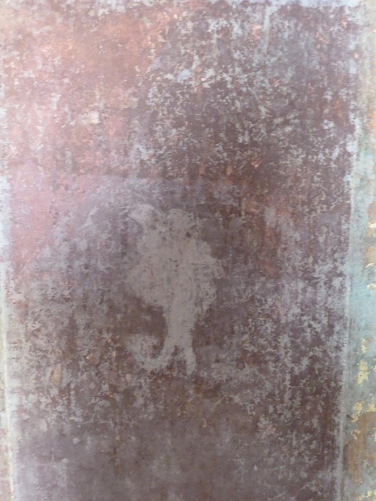 Stabiae, Villa Arianna, September 2015. 
Room 11, painted figure on red panel in middle of central panel on south wall.
