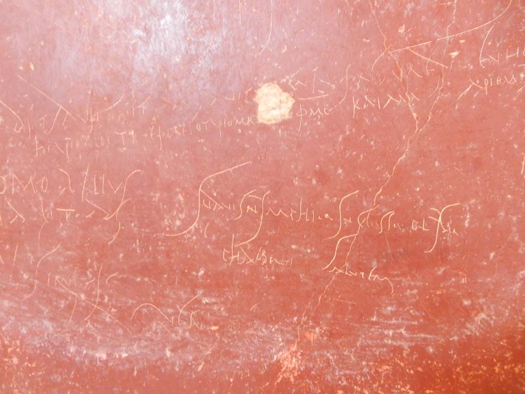 Stabiae, Villa Arianna, June 2019. W.28, detail of graffiti on south wall. Photo courtesy of Buzz Ferebee.