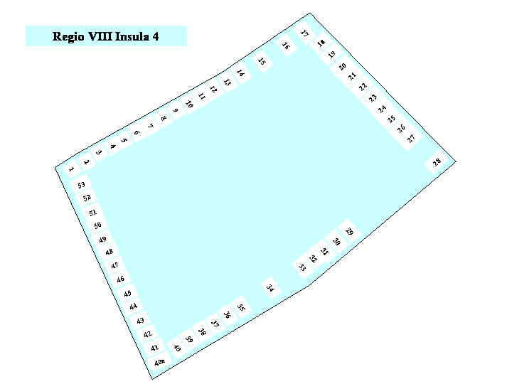 Pompeii Regio VIII(8) Insula 4. Plan of entrances 1 to 53