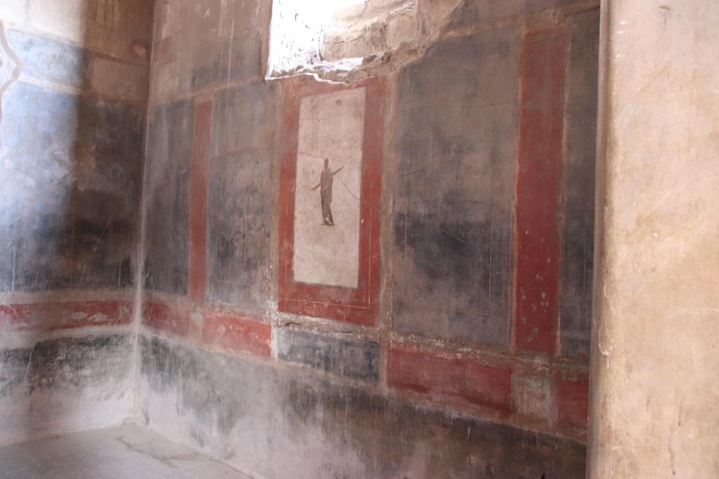 I.6.15 Pompeii. October 2023. Room 12, looking along east wall towards north-east corner. Photo courtesy of Klaus Heese.