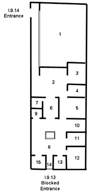 I.9.13 and I.9.14. Casa di Cerere.
Combined Room Plan