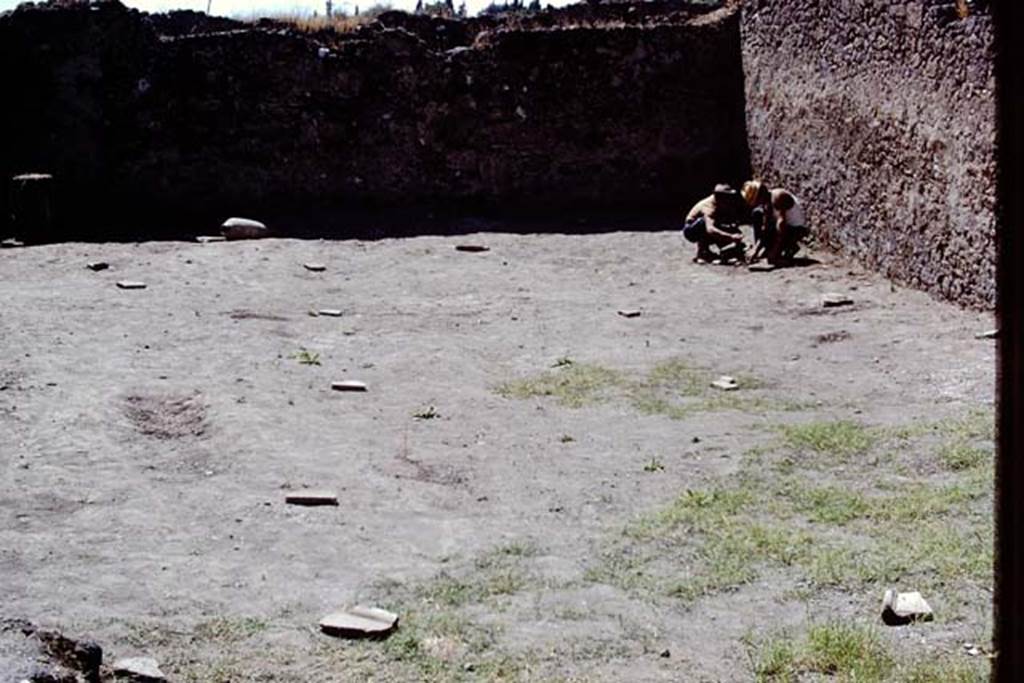 I.14.2 Pompeii. 1972. Looking west across garden with root cuttings marked and protected by stones. Photo by Stanley A. Jashemski. 
Source: The Wilhelmina and Stanley A. Jashemski archive in the University of Maryland Library, Special Collections (See collection page) and made available under the Creative Commons Attribution-Non Commercial License v.4. See Licence and use details. J72f0708
