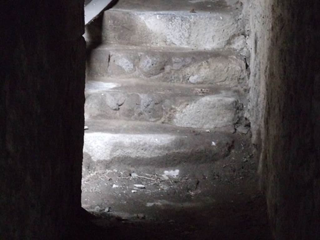 II.6 Pompeii. December 2006. Steps in tunnel leading from arena floor to outside the Amphitheatre.