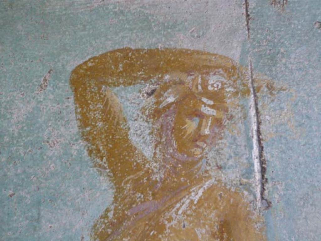 V.1.18 Pompeii. May 2012. Detail from painting in centre of east wall of exedra “y”.
Photo courtesy of Buzz Ferebee. 
