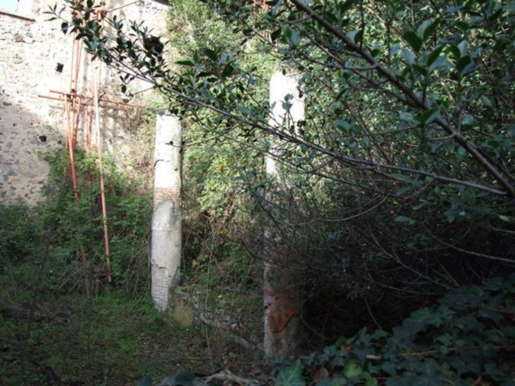 V.2 Pompeii. Casa di Orione. December 2007. Room 11c, garden, now A19, looking north-east into unexcavated area.
According to NdS –
On the east side, on the red plaster of the zoccolo, between the window and the room/doorway to the north –


