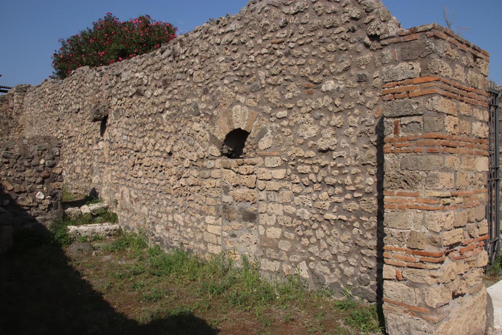 V.3.3 Pompeii. October 2023. Looking north along east wall of shop-room. Photo courtesy of Klaus Heese.