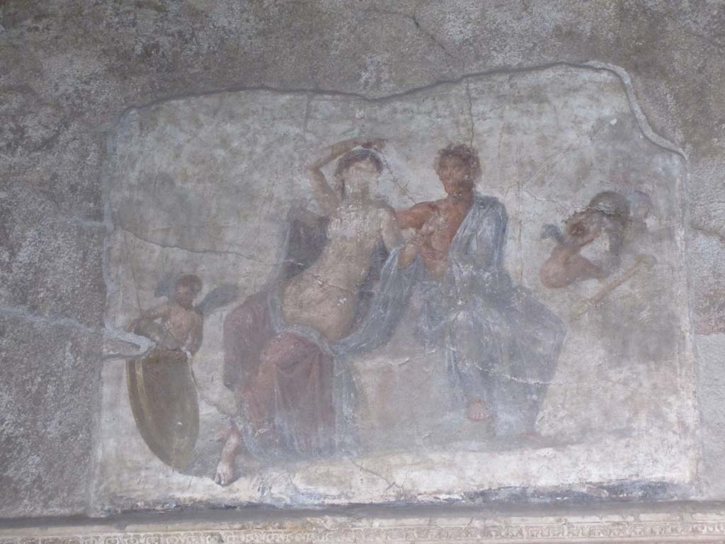 VI.2.4 Pompeii. April 2012. 
South wall of cubiculum in the south-west corner of small garden. Painting of Ares and Aphrodite. Photo courtesy of Marina Fuxa. 
See Helbig, W., 1868. Wandgemälde der vom Vesuv verschütteten Städte Campaniens. Leipzig: Breitkopf und Härtel. (319).
