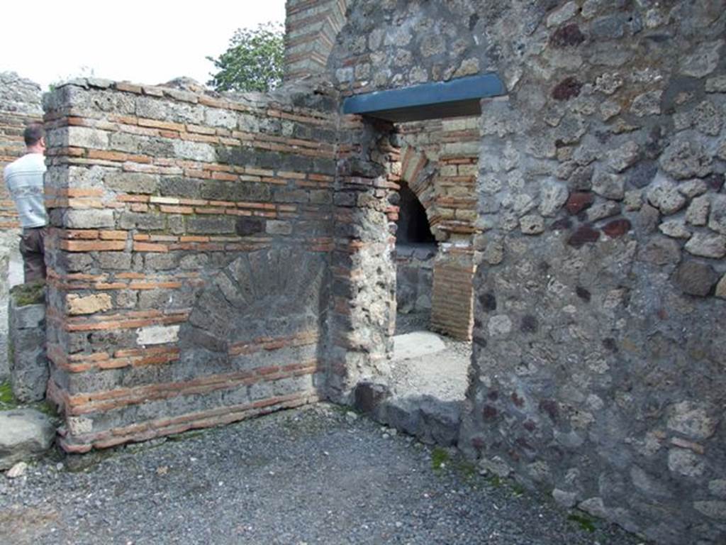 VI.3.3 Pompeii.  March 2009.   Small Doorway to Room 5, Storeroom,  in south wall of Room 4.