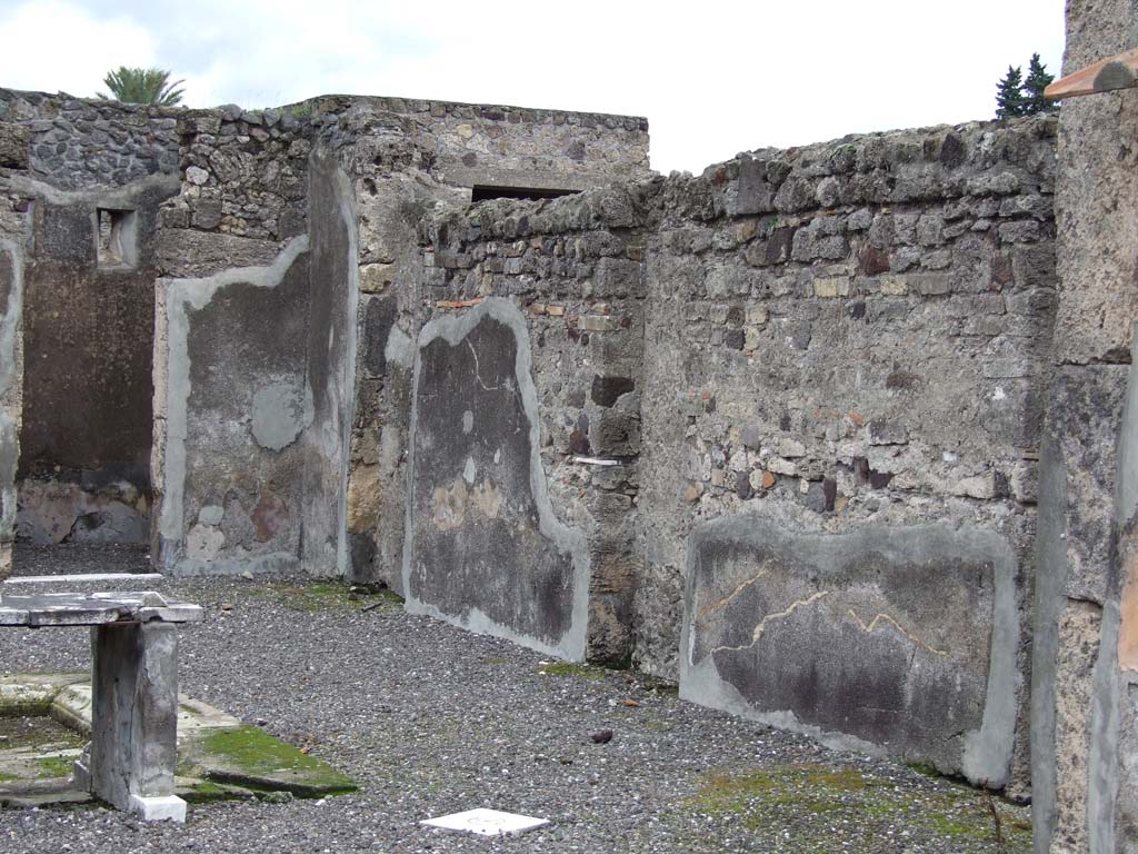 VI.7.19 Pompeii. December 2006. South-east corner and south wall of atrium.