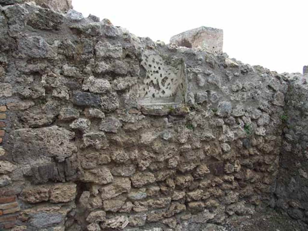 VI.8.8 Pompeii. May 2010. East wall of rear room, with niche.