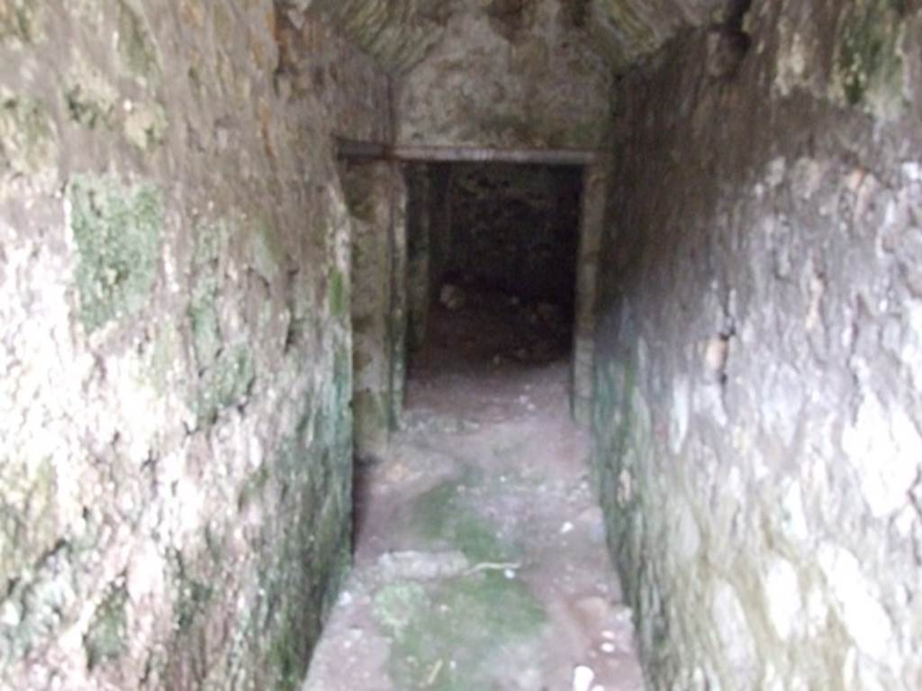 VI.9.10 Pompeii. March 2009. Passage/corridor to underground rooms, looking north towards first room.