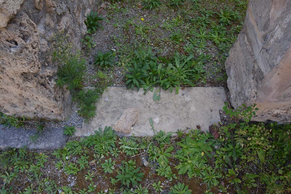 VI.11.9 Pompeii. October 2017. Room 7, doorway threshold into room 6 in south wall of west ala.
On the left is part of the threshold between west ala and atrium, at east end of south wall.
Foto Annette Haug, ERC Grant 681269 DCOR
