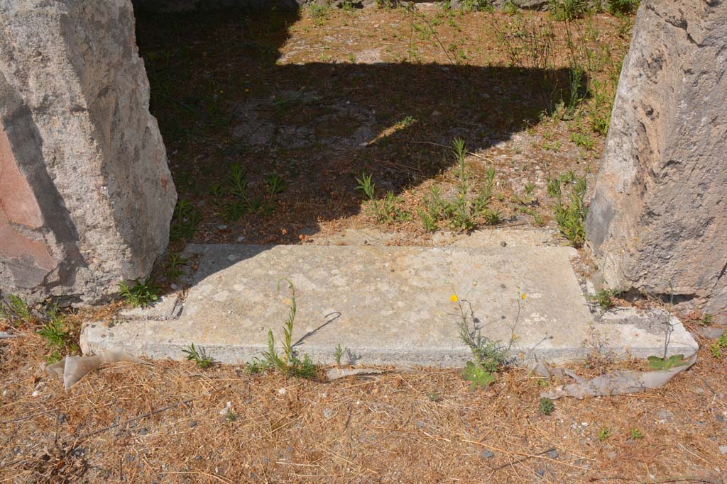 VI.13.6 Pompeii. July 2017. Detail of threshold of doorway into cubiculum on west side of atrium.
Foto Annette Haug, ERC Grant 681269 DÉCOR.
